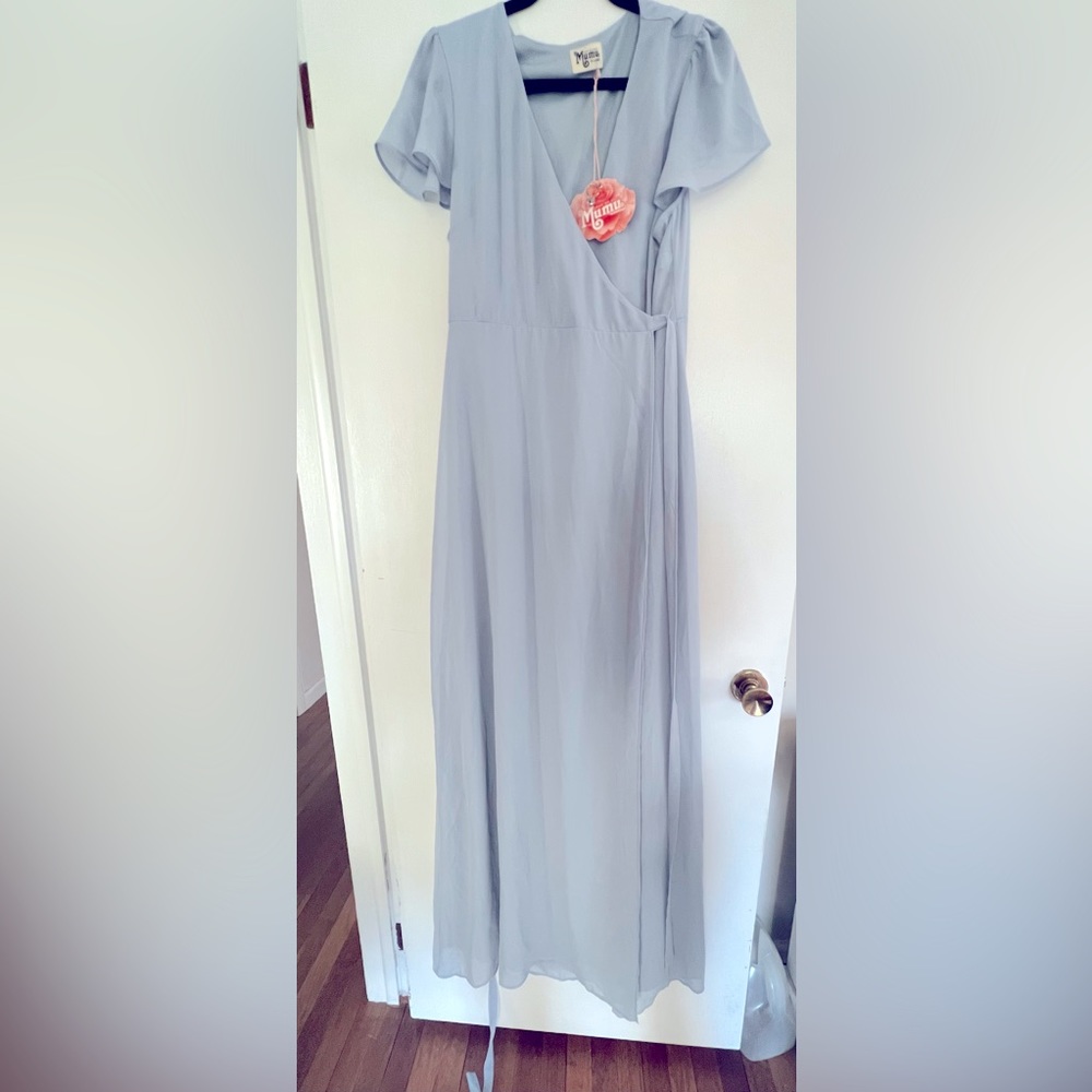 COPY - Show Me Your Mumu- Steel Blue Chiffon Bridesmaid Dress